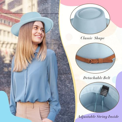 Hercicy Wool Fedora Hat for Women - color: Yellow, Pink, Green, Blue