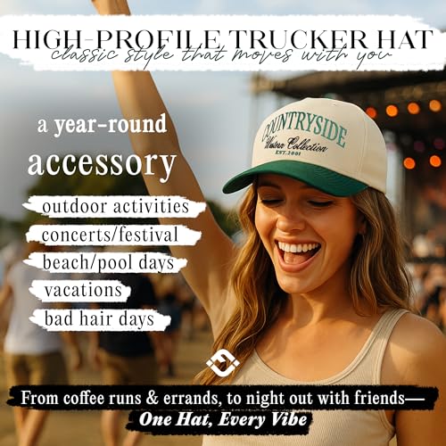 Funky Junque Adult Trucker Snapback Hat 2-Tone Baseball Cap - color: Countryside Western Collection - Green/Beige