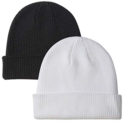 Beanie Hat Knit Ski Cap Fisherman Beanie for Men Women - color: 2pack White/Black