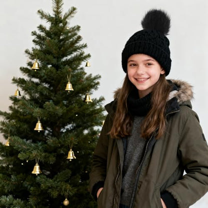 Tatuo 16 Pcs Faux Fur Pom Poms for Hats, Black - color: Black