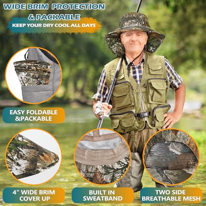 Solaris Small‑Head‑Fit Sun Hat with Neck Flap for Men & Women - color: Pine Woodland Camo, size: One Size