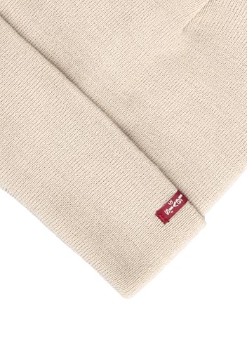Levi's Mens All-Season Hero Beanie Soft Knit Cuffed Winter Hat, Warm & Comfortable Everyday Style - color: Cream Red Tab