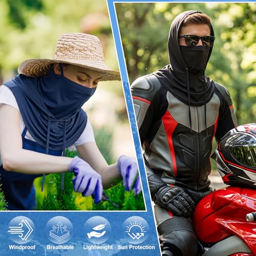 Funtery Summer Cooling Balaclava Mask - color: Black, Army Green, Milk Tea Color, Navy Blue