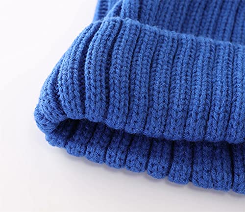 Connectyle Women's Rib Knit Cuffed Beanie Hat Stretch Acrylic Winter Hat Thick Warm Snow Ski Cap - color: Royal Blue