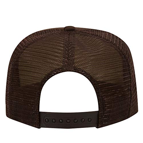 Ashen Fane Polyester Foam Front 5 Panel High Crown Mesh Back Trucker Hat - color: Brown