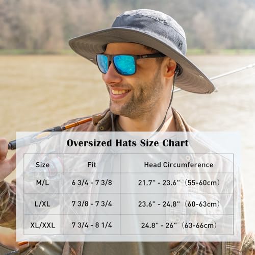 TOP-EX Oversized Waterproof Mesh Sun Hat for Big Heads with Wide Brim - color: Dark Grey-3"brim, size: X-Large-XX-Large