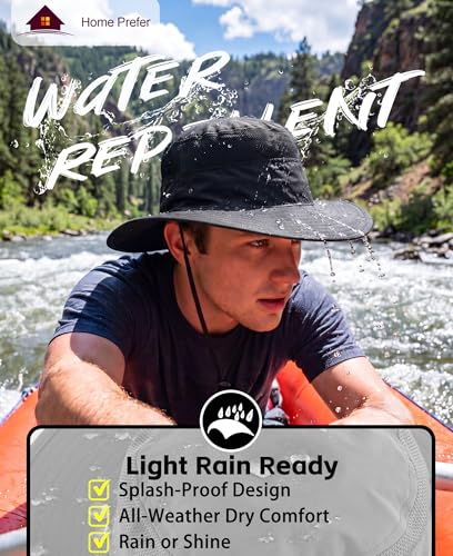 Home Prefer UPF 50+ Men's Sun Hat Wide Brim Bucket Hat UV Protection Hat for Mens Womens Beach Safari Gardening Golf Fishing - color: Black