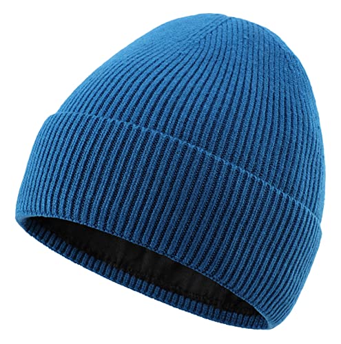 Connectyle Kids Beanie Hat Warm Winter Hats for Boys Girls Fleece Lined Knit Kids Hat for Ages 1-5 - color: Deep Blue