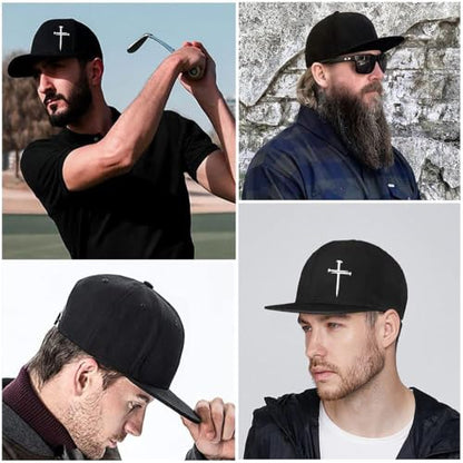 Snapback Hat for Men Skeleton Skull Hat Baseball Hats for Men - color: 3-nail Cross