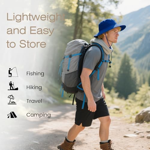 Bucket Hat UV Protection Sun Hat, Boonie Fishing Safari Hats for Outdoors - color: Royal Blue