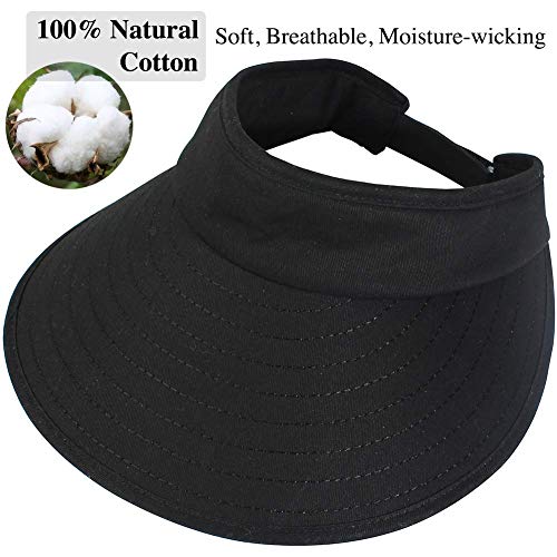 2PCS Wide Brim Sun Visor Hat Women Large UV Protective Golf Beach Cap, Korea Design - color: 1black+1white