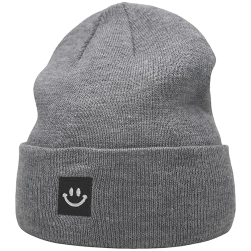 55cube Unisex Winter Beanie Hats Warm Thick Knit Cuffed Skullcaps - color: Solid Grey