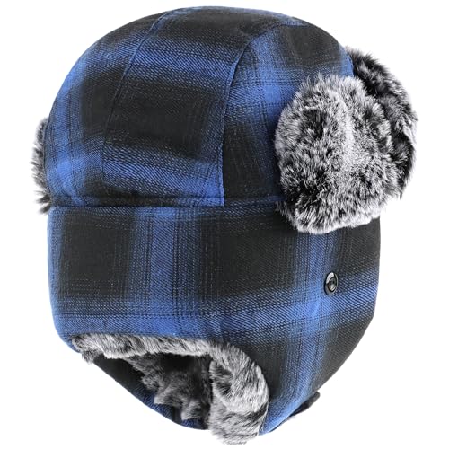 Toddler Kids Trapper Hat Boys Girls Winter Hat with Ear Flaps 1-8T - color: 1a-blue Plaid, size: 1-3T