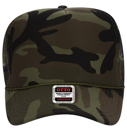 Otto Cap 5-Panel High Crown Mesh Back Trucker Hat - color: Camo