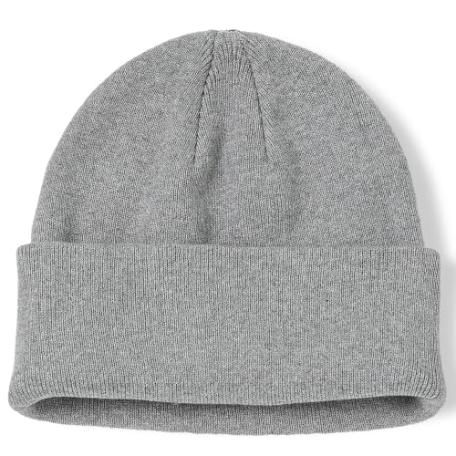 100% Cotton Beanie for Women Men Soft Knit Beanies Warm Winter Hat - color: Light Grey