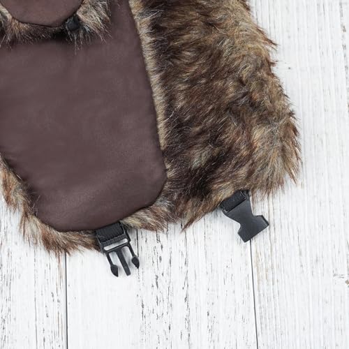 ONWAY Trapper Hat Winter Hats for Women Men with Faux Fur Ear Flaps - color: Coffee