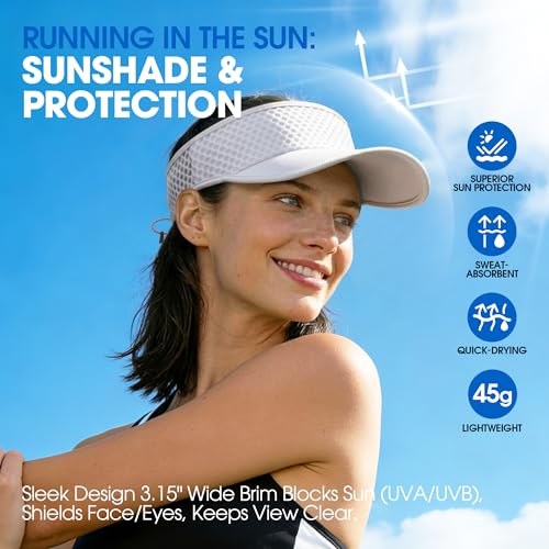 AUSFLUG Sun Visor Hat Men Women - Moisture Wicking Lightweight Sports Cap - color: White