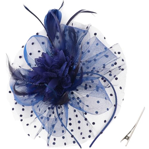 AQOKKA Women Fascinators Hats Flower Fascinators with Headband and Clip Tea Party Headwear for Women and Girls - color: Blue