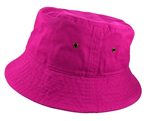 Gelante Solid Color 100% Cotton Bucket Hat for Women and Men Packable Travel Summer Beach Hat - color: Hot Pink, size: Large-X-Large