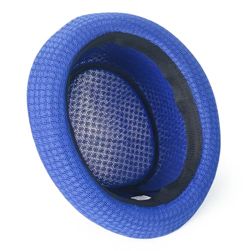 Luwint Cute Fedora Hat - Lightweight Breathable Mesh Crushable Roll Up Short Brim Bowler Derby Cap - color: Blue