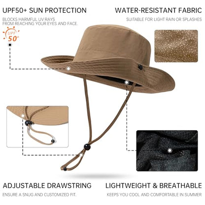 CLAPE Wide Brim Sun Hat for Men Women Lightweight Breathable Fishing Hat UPF50+ Foldable Bucket Hat for Fishing Hiking Beach - color: Xt05-black