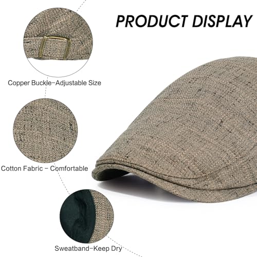 2Pcs Men's Newsboy Cap Cotton Flat Ivy Gatsby Driving Hat - color: Ym1-black+coffee