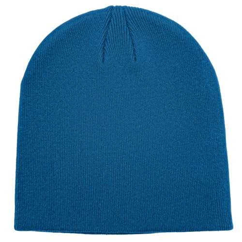 vidsel 100% Cotton Beanie Hat for Men Women, Soft Cuffless Knit Skull Cap - color: 1pc-blue