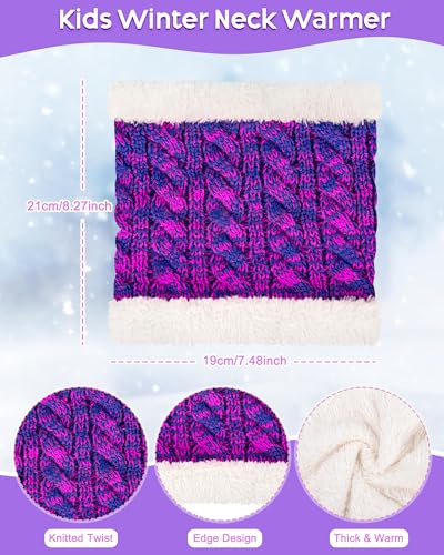 Kids Winter Hat Gloves Scarf Set, Boys and Girls Beanie Hat - color: Pink Purple