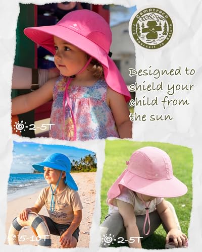 Camptrace Toddler Kids Sun Hat UPF 50+ with Neck Flap Ponytail Hole - color: 03-navy, size: 2-5T