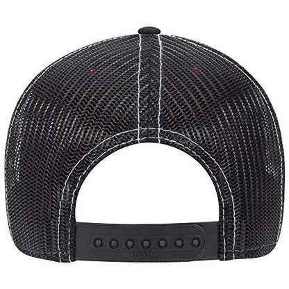 OTTO 6 Panel Low Profile Contrast Vertical Mesh Back Cap - color: Blk/Red/Blk