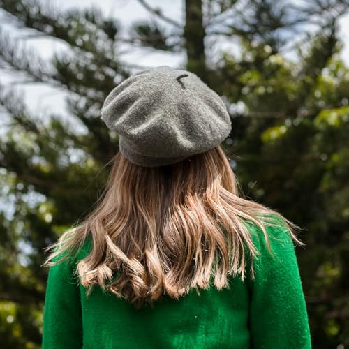 2 Pieces Beret Hat Women French Wool Beret Solid Color Beret Cap - color: Gray+beige