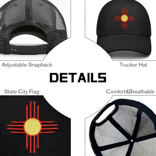 Embroidered State Flag Trucker Hat Mesh Adjustable Snapback Baseball Cap for Men Women - color: New Mexico-1