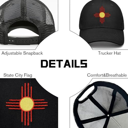 Embroidered State Flag Trucker Hat Mesh Adjustable Snapback Baseball Cap for Men Women - color: New Mexico-1