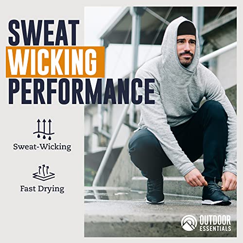 OutdoorEssentials Skull Cap Helmet Liner - Thermal Fleece for Cycling Gear - Stretch Fit Mens Beanie - Lightweight Skull Caps - color: Black