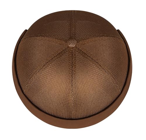 Mens Breathable Mesh Skull Cap Docker Beanie Hat Sailor Hat - color: Coffee