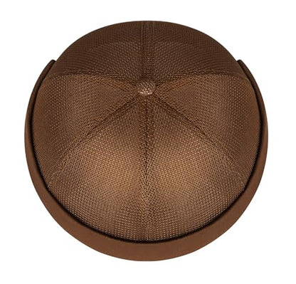 Mens Breathable Mesh Skull Cap Docker Beanie Hat Sailor Hat - color: Coffee