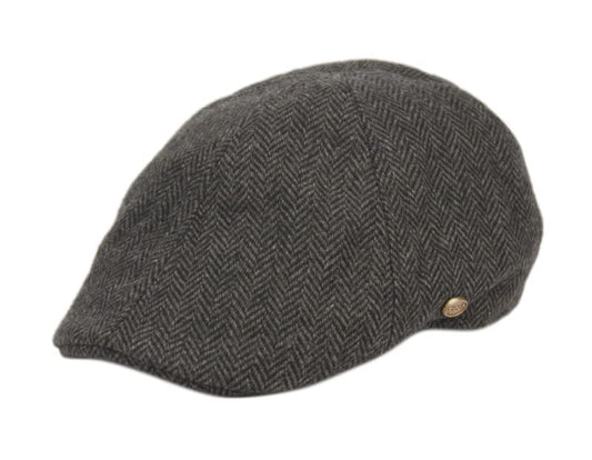 Funky Junque Men's Classic Wool Blend Newsboy Tweed Flat Cap - Stylish Vintage Hat - color: Herringbone Grey, size: 7 1/4-7 5/8