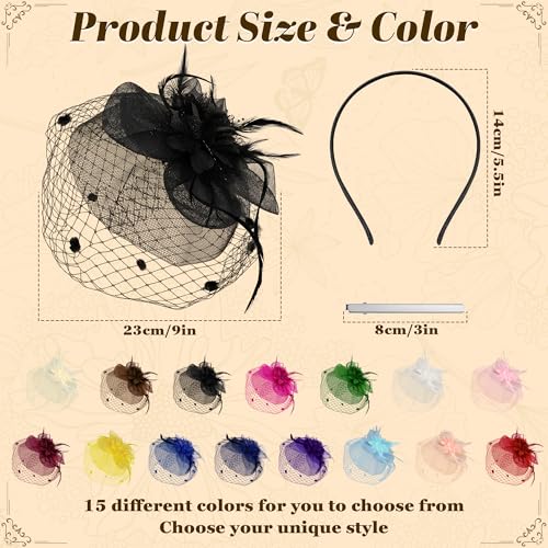 Fascinators Hats for Women Tea Party Hat Floral Feathers Mesh Headwear Lace Headband Veil Hair Clip Cocktail Wedding Church - color: White
