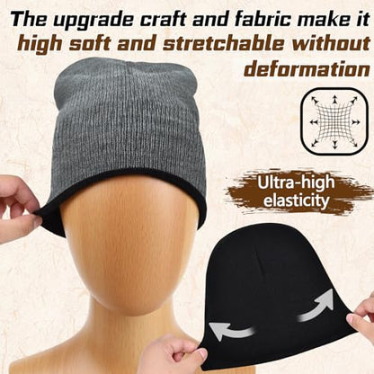 ZOORON Reversible Skull Caps for Men Women Reversible Beanie with -Double Side Warm Winter Fisherman Beanie - color: A-2pack-grey/Beige+lightgrey/Navy