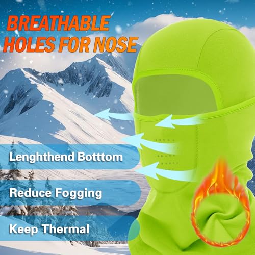 Breathable Balaclava Ski Mask for Men Women, Warm Winter Face Mask for Cold Weather Motorcycling Skiing Outdoor Work - color: Bright Green