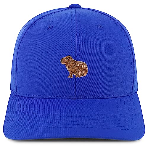 Trendy Apparel Shop Capybara Embroidered Patch Structured 6 Panel Snapback Baseball Cap - color: Royal