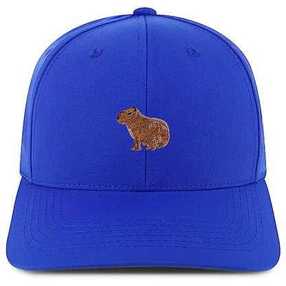 Trendy Apparel Shop Capybara Embroidered Patch Structured 6 Panel Snapback Baseball Cap - color: Royal