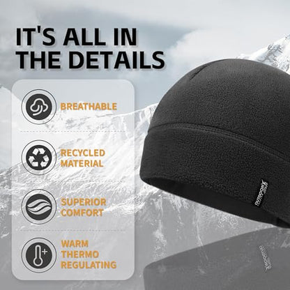 OUTDOOR SHAPING 2 Pack Tactical Fleece Watch Caps, Winter Beanies - color: Black+black