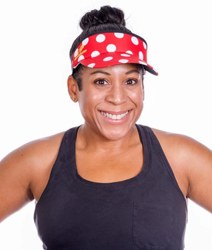 Sparkle Headsweats Running Visor - color: Red With White Polka Dots