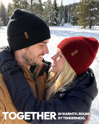 Beanie for Men Women, Winter Double Layer Warm Hat Skull Cap - color: Black+grey+burgundy