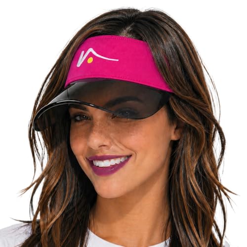 VISTO Transparent Brim Visor – Obstruction Free Visibility - UV Sun Protection – Perfect for Golf, Pickleball, and Tennis - color: Hot Pink