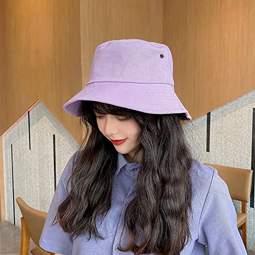 Unisex Bucket Hat Summer UPF 50+ Sun Protection Outdoor Beach Fishing Travel Hiking Hat - color: Light Purple