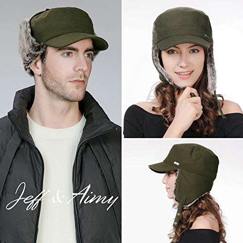 Jeff & Aimy Unisex Winter Earflap Trapper Hunting Ski Hat Baseball Cap 54-62CM - color: 99707#olivegreen, size: Medium