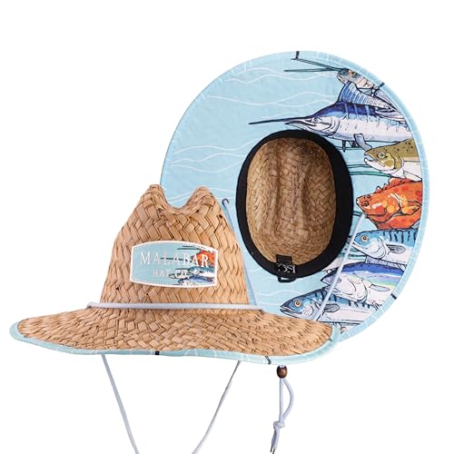Malabar Hat Fabric Pattern Print Straw Sunhat Men & Women - color: A Group of Fish