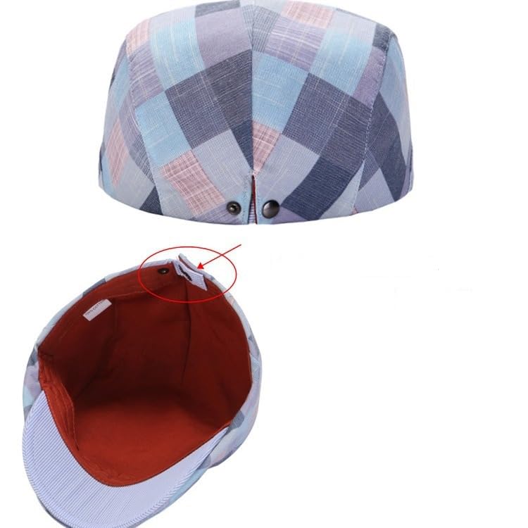 Men's Newsboy Hat Striped Plaid Cap Ivy Gatsby Cabbie Driving Irish Beret - color: Blue02